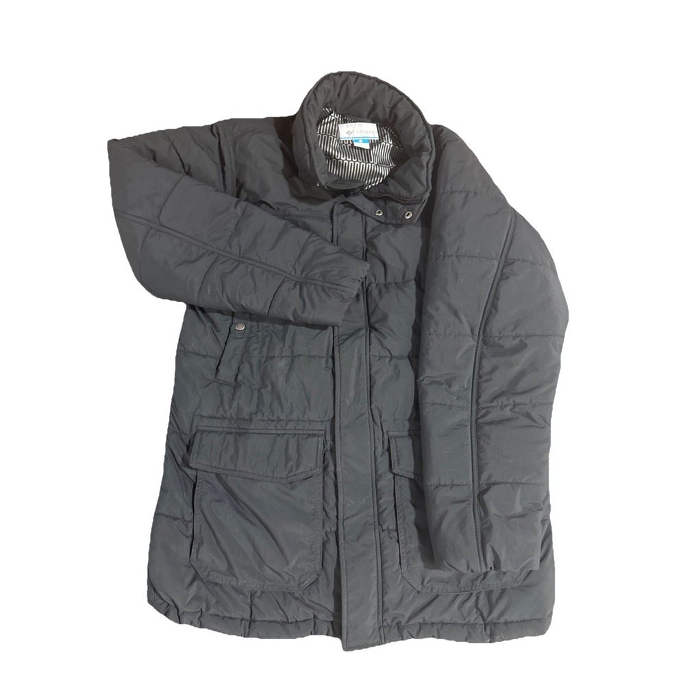 Columbia Thermal Coil Puffer Jacket Mens Black Size Large Parka Quilted Outdoors